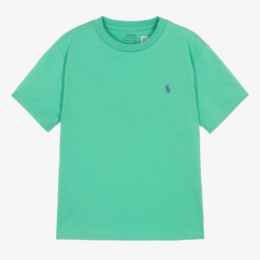 Ralph Lauren-Boys Green Cotton T-Shirt | Childrensalon Outlet