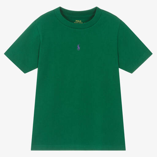 Ralph Lauren-Boys Green Cotton T-Shirt | Childrensalon Outlet