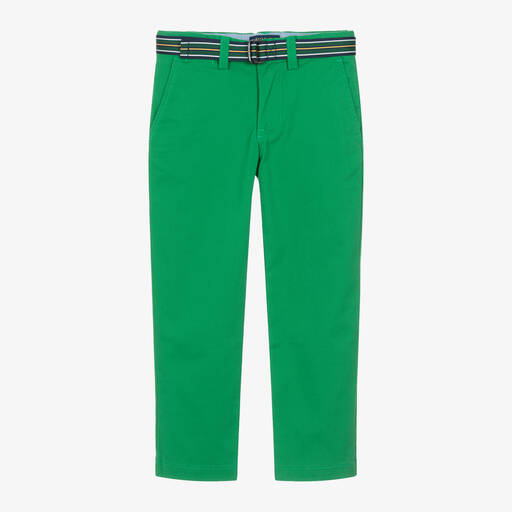 Ralph Lauren-بنطلون تشينو قطن تويل لون أخضر للأولاد | Childrensalon Outlet