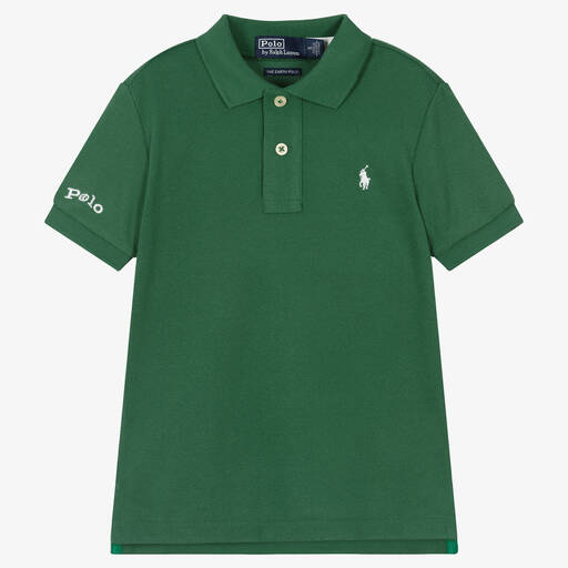 Polo Ralph Lauren-توب بولو قطن بيكيه لون أخضر للأولاد | Childrensalon Outlet