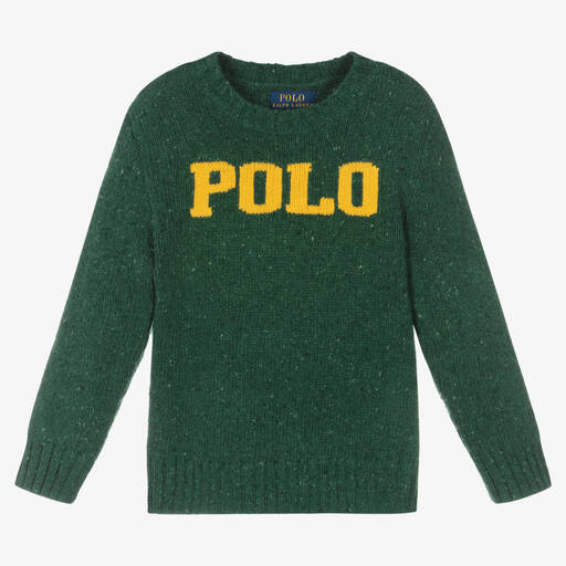 Polo Ralph Lauren-Grüner Wollpullover für Jungen | Childrensalon Outlet