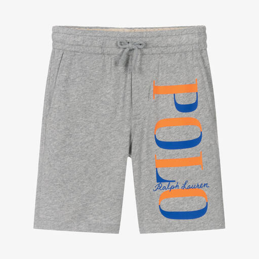 Ralph Lauren-Boys Grey Cotton Logo Shorts | Childrensalon Outlet