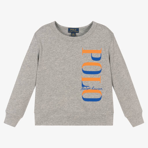 Polo Ralph Lauren-Boys Grey Cotton Logo Sweatshirt | Childrensalon Outlet