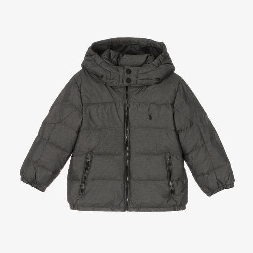 Polo Ralph Lauren-Boys Grey Down Puffer Jacket | Childrensalon Outlet