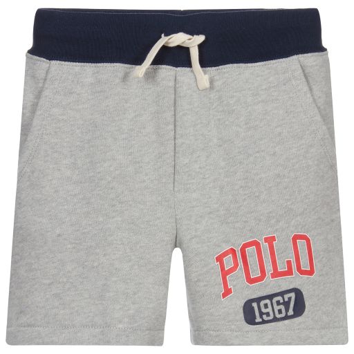 Polo Ralph Lauren-شورت قطن جيرسي لون رمادي للأولاد | Childrensalon Outlet