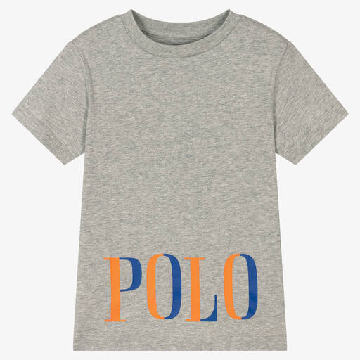 Polo Ralph Lauren-Boys Grey Logo Cotton T-Shirt | Childrensalon Outlet