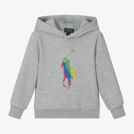 Ralph Lauren-Boys Grey Marl Hoodie | Childrensalon Outlet