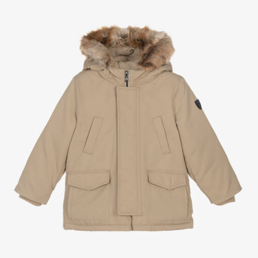 Ralph Lauren-Бежевый пуховик парка с капюшоном для мальчиков | Childrensalon Outlet