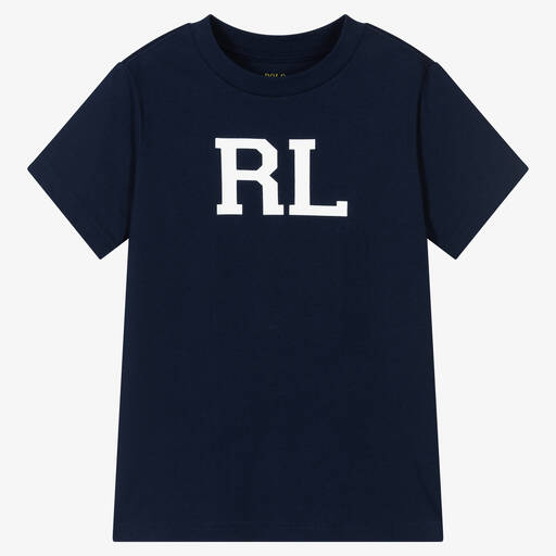 Polo Ralph Lauren-Boys Navy Blue Cotton Logo T-Shirt | Childrensalon Outlet