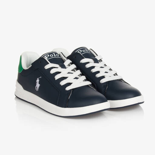 Polo Ralph Lauren-Boys Navy Blue Lace-Up Logo Trainers | Childrensalon Outlet