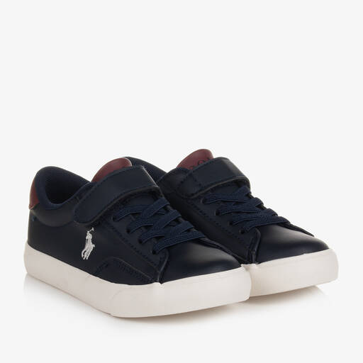 Polo Ralph Lauren-Boys Navy Blue & Red Velcro Trainers | Childrensalon Outlet