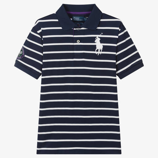 Polo Ralph Lauren-Boys Navy Blue & White Wimbledon Polo Shirt | Childrensalon Outlet
