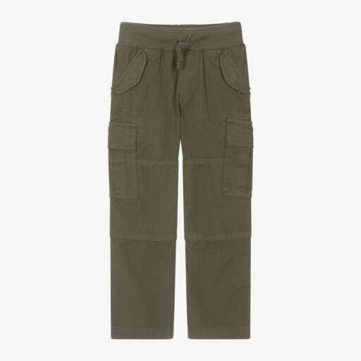 Ralph Lauren-بنطلون كارغو قطن لون أخضر كاكي للأولاد | Childrensalon Outlet
