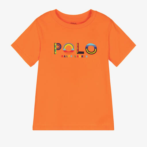 Ralph Lauren-Boys Orange Cotton Logo T-Shirt | Childrensalon Outlet