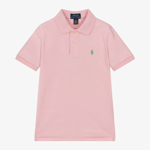 Ralph Lauren-Boys Pink Cotton Polo Shirt | Childrensalon Outlet