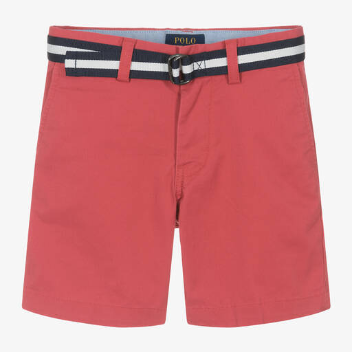 Ralph Lauren-Boys Red Cotton Chino Shorts | Childrensalon Outlet