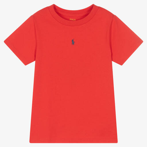 Поло Ralph Lauren-Красная хлопковая футболка | Childrensalon Outlet