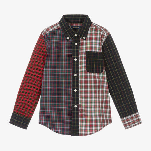 Ralph Lauren-Boys Red & Navy Blue Cotton Plaid Shirt | Childrensalon Outlet