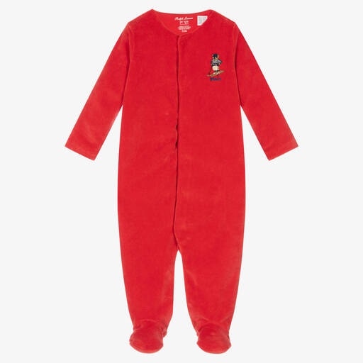 Ralph Lauren-Boys Red Ski Bear Babygrow | Childrensalon Outlet