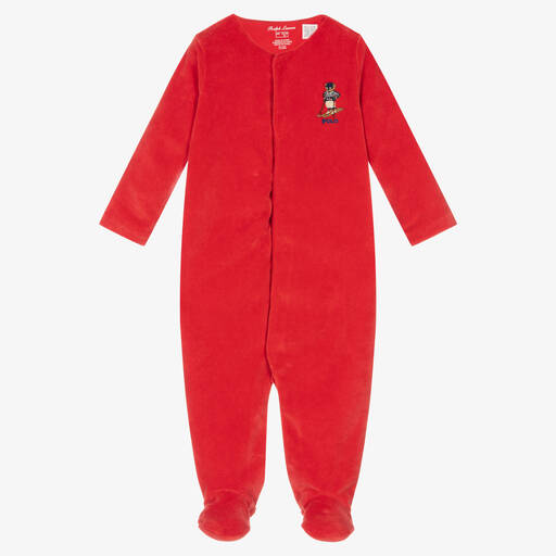 Ralph Lauren-Boys Red Ski Bear Babygrow | Childrensalon Outlet