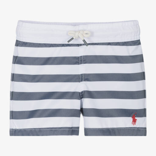 Ralph Lauren-Boys Striped Navy Swimwear Shorts | Childrensalon Outlet