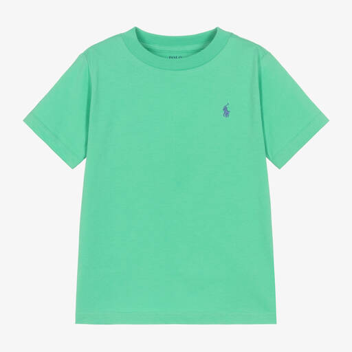 Ralph Lauren-Boys Turquoise Green Cotton T-Shirt | Childrensalon Outlet