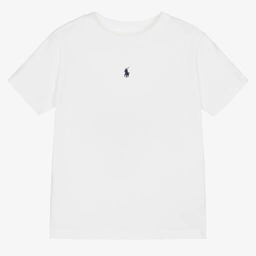 Ralph Lauren-Boys White Cotton T-Shirt | Childrensalon Outlet