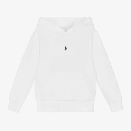 Ralph Lauren-Boys White Embroidered Pony Hoodie | Childrensalon Outlet