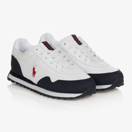 Polo Ralph Lauren-Boys White Lace-Up Logo Trainers | Childrensalon Outlet