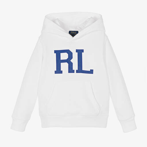 Polo Ralph Lauren-Boys White RL Logo Hoodie | Childrensalon Outlet