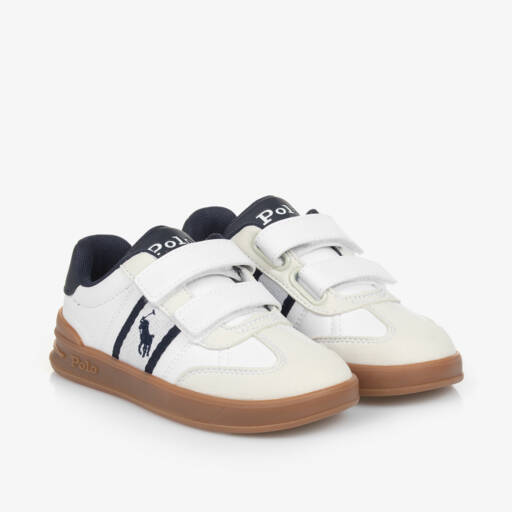 Ralph Lauren-Boys White Velcro Logo Trainers | Childrensalon Outlet