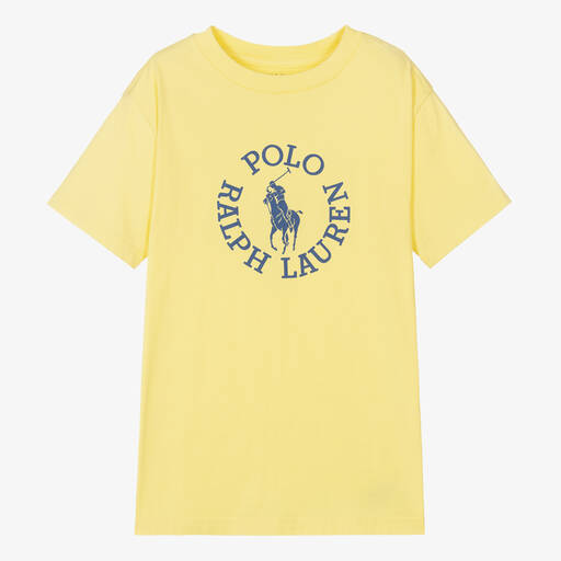 Ralph Lauren-Boys Yellow Cotton Big Pony Logo T-Shirt | Childrensalon Outlet