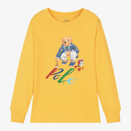 Ralph Lauren-توب قطن بطبعة بير لون أصفر للأولاد | Childrensalon Outlet