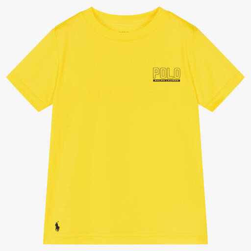 Ralph Lauren-Boys Yellow Technical Jersey Logo T-Shirt | Childrensalon Outlet