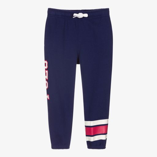 Polo Ralph Lauren-Girls Blue Cotton Logo Joggers | Childrensalon Outlet