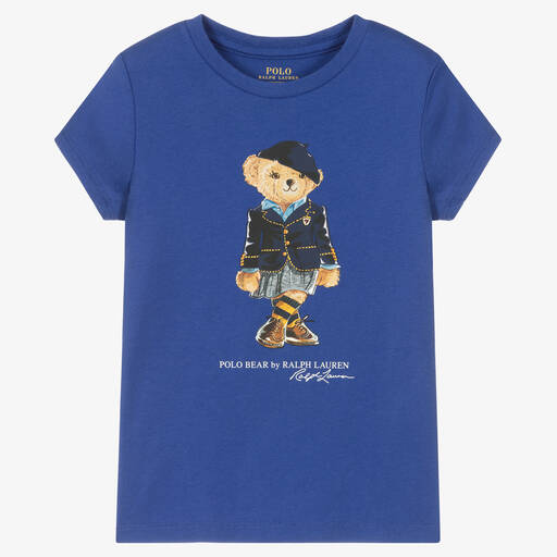 Polo Ralph Lauren-Girls Blue Cotton T-Shirt | Childrensalon Outlet