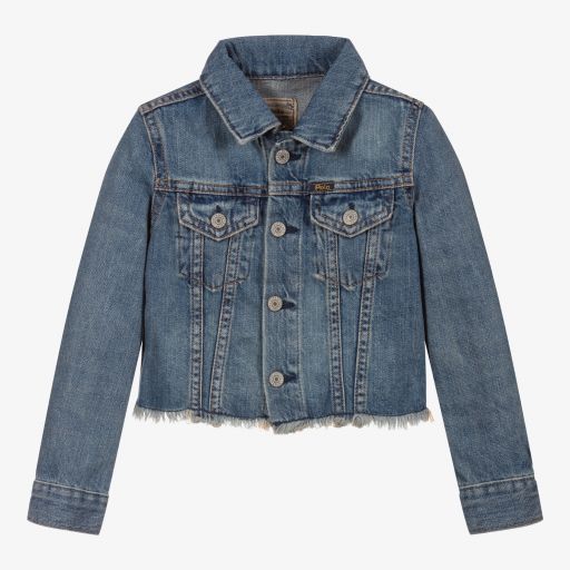 Поло Ralph Lauren-Синяя джинсовая куртка для девочек | Childrensalon Outlet