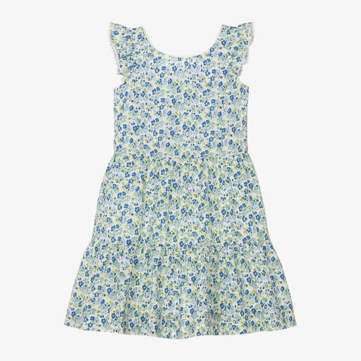 Ralph Lauren-Girls Blue Floral Print Cotton Dress | Childrensalon Outlet