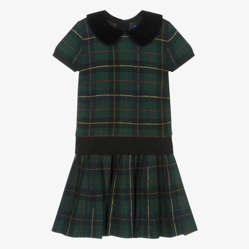 Ralph Lauren-Ensemble jupe verte à carreaux | Childrensalon Outlet