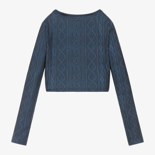 Ralph Lauren-Girls Blue Knit Pattern Top | Childrensalon Outlet