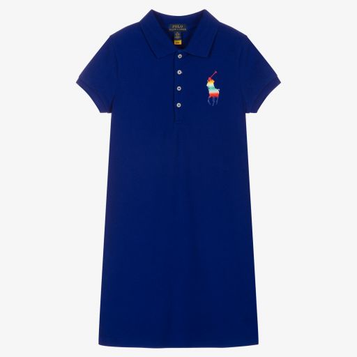 Ralph Lauren-Girls Blue Logo Polo Dress | Childrensalon Outlet