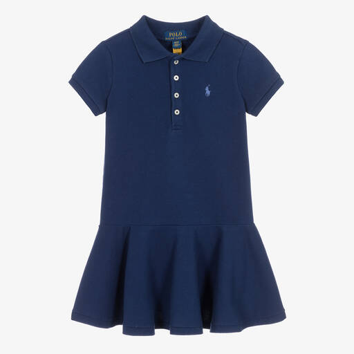 Ralph Lauren-Girls Blue Polo Shirt Dress | Childrensalon Outlet