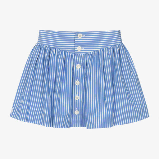 Ralph Lauren-Girls Blue Stripe Cotton Skirt | Childrensalon Outlet