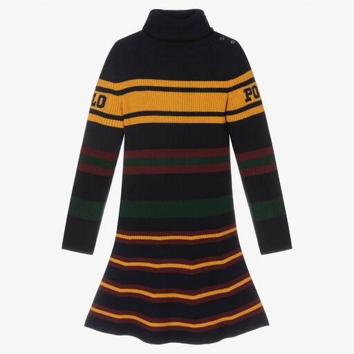 Polo Ralph Lauren-Girls Blue Stripe Knit Dress | Childrensalon Outlet