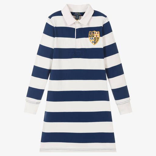 Polo Ralph Lauren-Blau gestreiftes Rugby-Kleid (M) | Childrensalon Outlet
