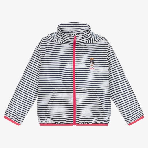 Polo Ralph Lauren-جاكيت هودي مقلم لون أزرق وأبيض للبنات | Childrensalon Outlet