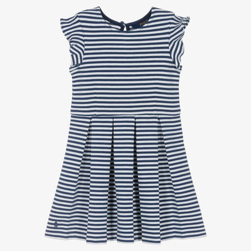 Polo Ralph Lauren-Girls Blue & White Striped Jersey Dress | Childrensalon Outlet