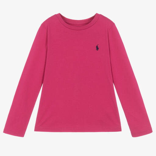 Ralph Lauren-Girls Bright Pink Cotton Top | Childrensalon Outlet