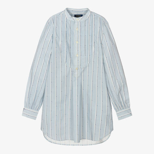 Ralph Lauren-Girls Cotton Blue Stripe Dress | Childrensalon Outlet