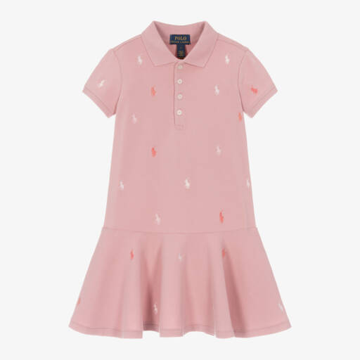 Ralph Lauren-Girls Cotton Pink Polo Dress | Childrensalon Outlet